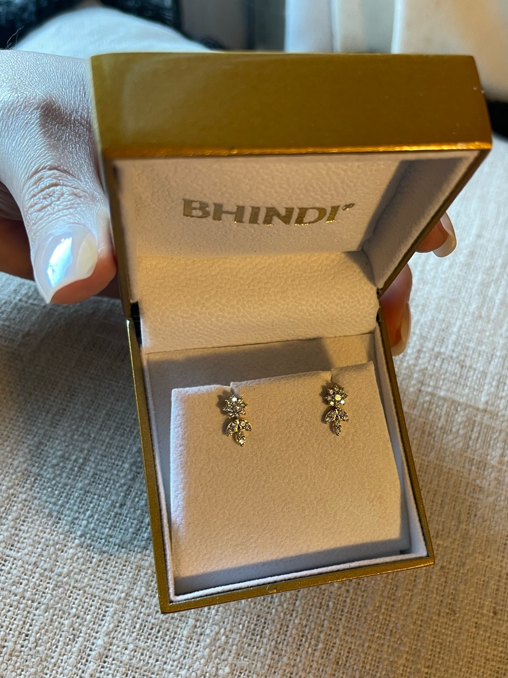 Bhindi authentic diamond Gold Floral Cluster Drop Earrings